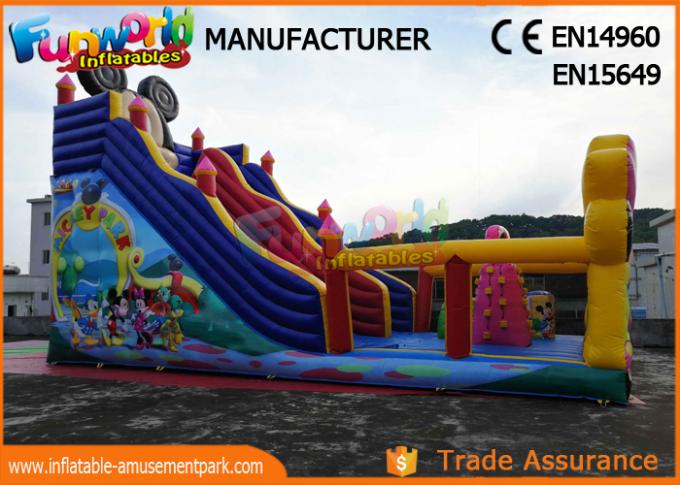 Casa inflável comercial do salto do Pvc Mickey Mouse com a corrediça fácil levar